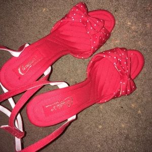 Red polkadot heels